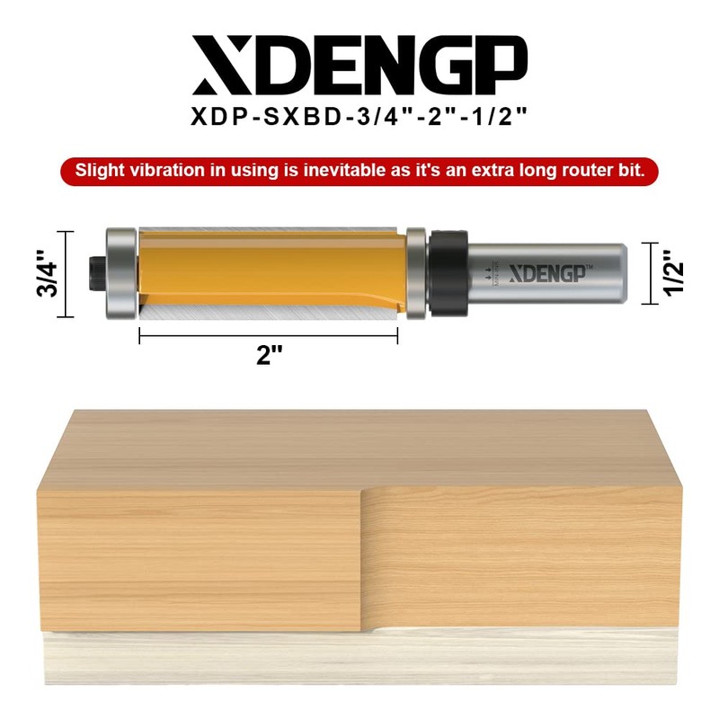 XDENGP Top and Bottom Bearing Flush Trim Router Bit 1/2