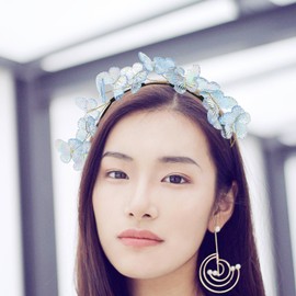 Baluue Headband for Women - Plastic Fashion Hairband Decorative Blue Butterfly Headband for Girls - Cute Fantasy Hair Accessories for Wedding, Party, Ball, Travel, Photo Props