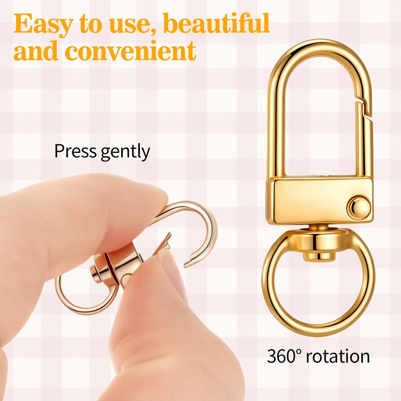 30 PCS Gold Lobster Claw Clasps for Keychains, Metal Keychain