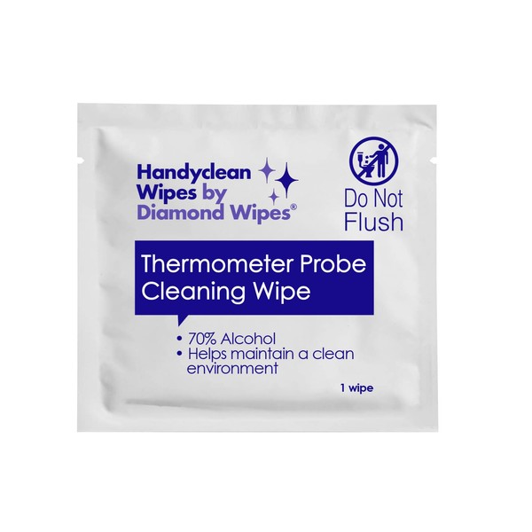HandyClean Thermometer Cleaning Wipes, 70% Isopropyl Alcohol, Disinfecting Wipes for Probe Thermometer, 1000 ct of 2 x 1 inches Individually Wrapped Wipes