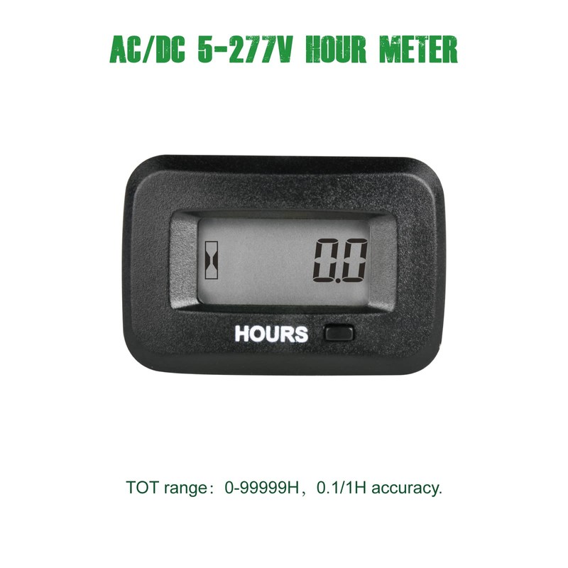 Yooreal AC/DC 5-277V Digital OEM Hour Meter Gauge, Regular Maintenance