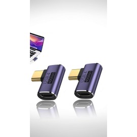 Honwor USB C Right Angle Adapter 2 Pcs USB C Male to Female 90 Degree Connector with 40 Gbps PD 100W 8K 60hz Video Charge Compatible for Thunderbolt 4 MacBook Pro/Air More Type C Devices(Side Bend)