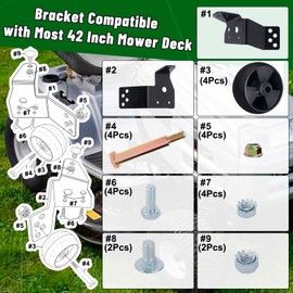 CheeMuii Mower Deck Gauge Wheels with Deck Brackets Kit 4 Pcs 5 Inch 734-04155 Deck Wheels with 2 Pack 525509501 Deck Wheel Brackets Fit for 42 inch Deck