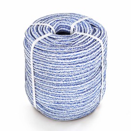HOSTIC 3/4 in 100 FT 24 Strand Braided Rope Bull Rope for Tree Work Multipurpose Polyester Pulling Rope Suitable for Arborist Swing Tree Felling Blue White
