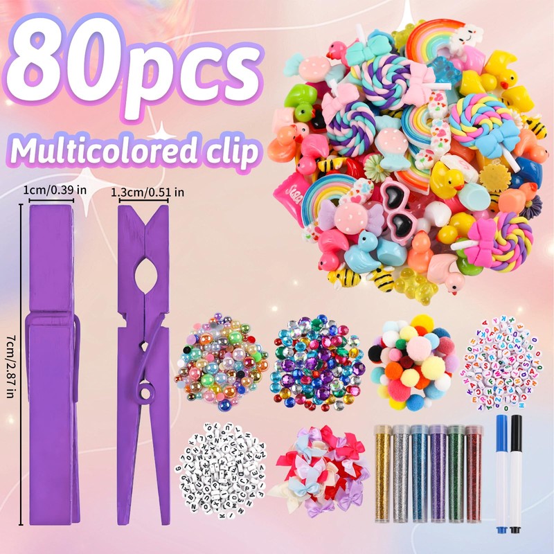 80Pcs Cheer Pins Spirit Clips Clothes Pins Wooden Cheer Pins