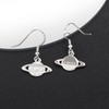 White Gold Plated 925 Sterling Silver Hammered Planet Saturn Dangle