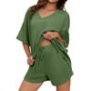 Dokotoo Lounge Sets for Women with Pockets V Neck Short