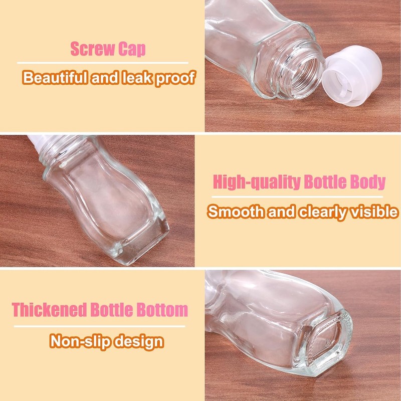 OTXKXBLP 2PCS Glass Empty Roller Bottles with Plastic Roller Ball,