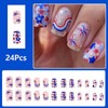 24Pcs 4th of July Press on Nails Short Square Fake