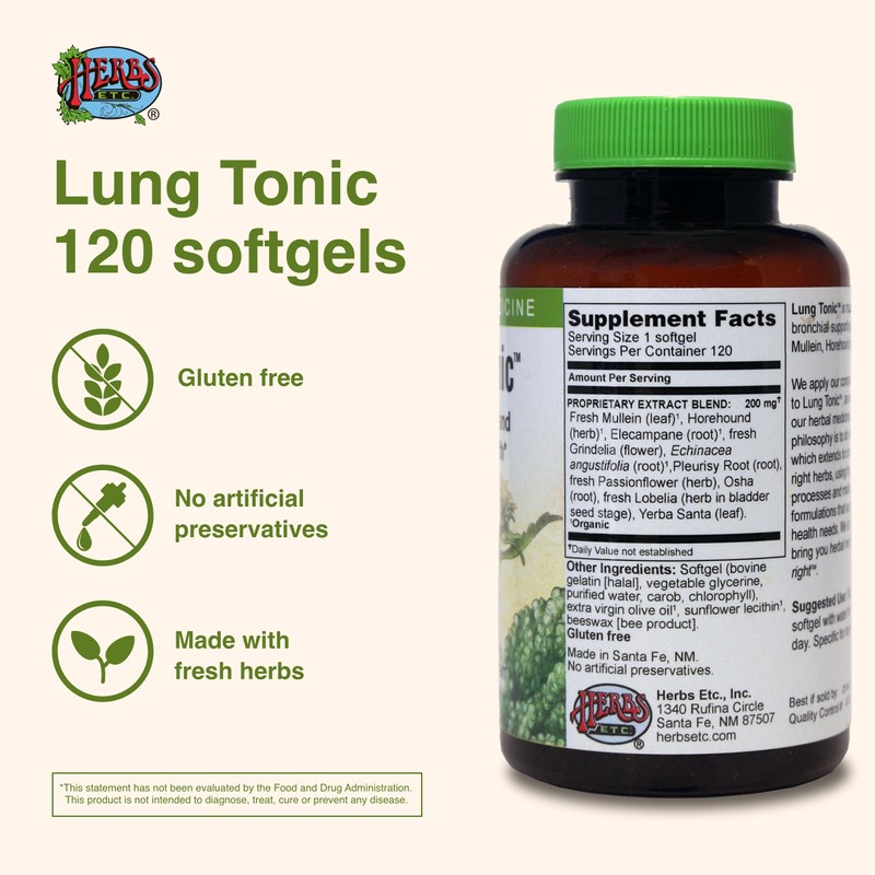 Herbs Etc. Lung Tonic - Lung Supplement for Bronchial Support