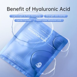 PROF.LING Hydrating Hyaluronic Acid Face Mask, Anti-Aging & Firming Collagen Sheet Mask, Deep Moisture & Skin Elasticity Boost, Suitable for All Skin Types, 28ml*5ea.