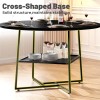 Ustovian 51IN Round Dining Table Black Wooden Chair Metal Frame