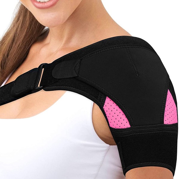 Shoulder Brace for Men Women Stability Pressure Strap Sleeve Wrap Compression Recovery Shoulder Support with Ice Pack Pocket for Torn Rotator Cuff Pain Relief Recovery (Color : Black)