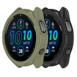Case Compatible with Garmin Forerunner 965 Case TPU Cover Compatible with Garmin Forerunner 965 Smartwatch Accessories (Black,Green)