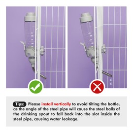 Vannon Dog Water Dispenser for Cage, 15oz Auto Feeding Crate Water Bottle for Dogs, Cats & Rabbits, Pet Nozzle Diameter: 12mm, BPA Free, Grey