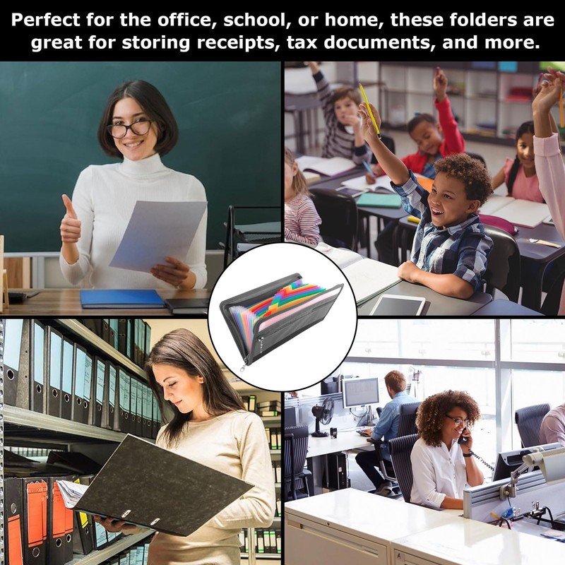 Expanding File A5, Document Folder with Zip and Colourful Labels,