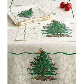 Spode Tablecloth by Avanti "Christmas Tree Pattern" Ivory 52" X 70"