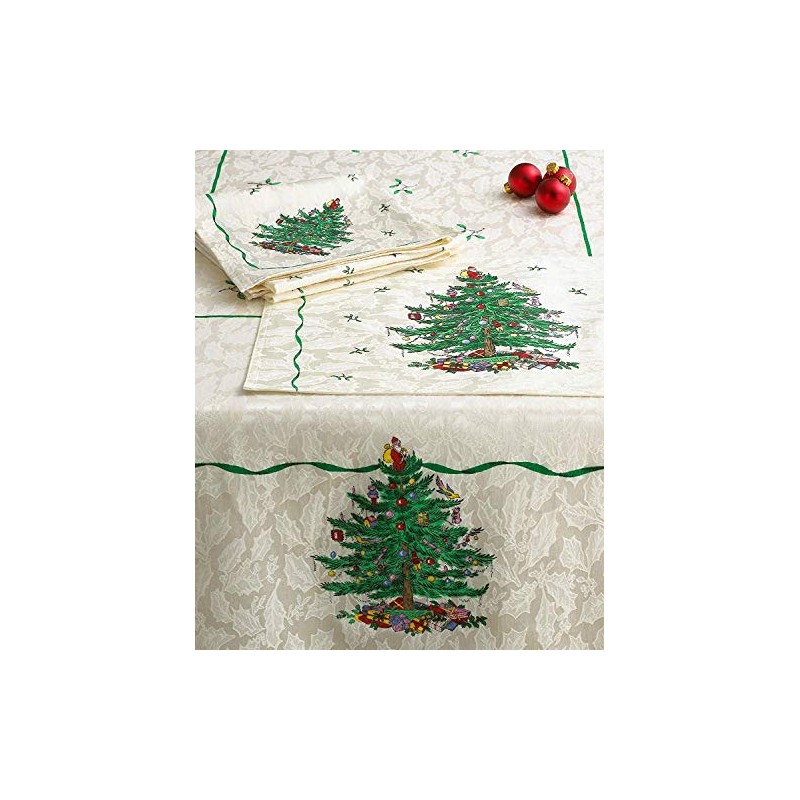 Spode Tablecloth by Avanti "Christmas Tree Pattern" Ivory 52" X
