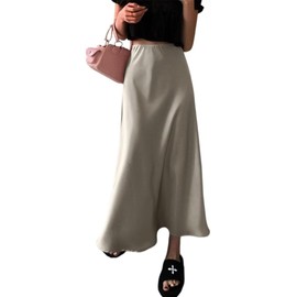 Yazinie Womens Skirt High Waisted Skirts Satin Skirt Midi Silk Skirts for Women Skirts for Women Trendy Champagne
