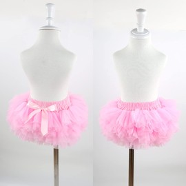 HOOLCHEAN Baby Infant Girls Fluffy Soft Tutu Skirt (Skort) and Headband Suit (Pink, 6-12 Months)