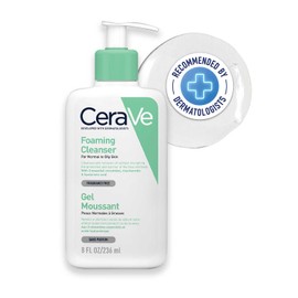 CeraVe Gel Limpiador Espumoso Diario para Uso de Día o Noche, para Piel Mixta, Grasa o con Acné, Anti Puntos Negros, Hipoalergénico y Libre de Paraben