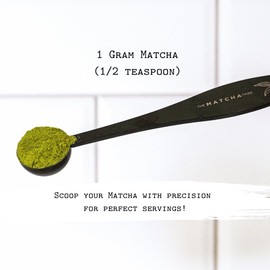 The Matcha Tribe - Cuchara medidora de acero inoxidable de 1 gramo Recoge tu matcha con precisión para porciones perfectas. (Negro Mate)