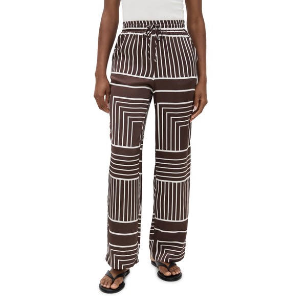 4TH & RECKLESS Women's Amira Trousers, Chocolate, Brown, Print, S