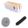 Vctitil 11.81x4.72x4.53inch Cable Management Box with Bamboo Lid,with 5Pcs Cable