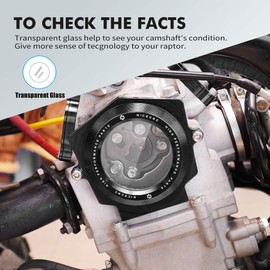 NICECNC Black Aluminum Alloy Fully Transparent Camshaft Cover Compatible with Yamaha Raptor YFM 700 2006-2024, Raptor 700 R 2009-2024, Raptor 700 SE 2009-2024