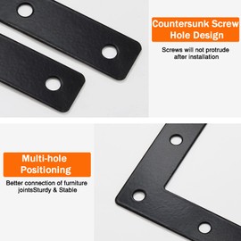 Waziaqoc 10pcs Flat L Corner Braces (80x80mm/3.15"x3.15"), Stainless Steel Corner Brackets Joint Right Angle Bracket Furniture Flat Repair Mending Plates with Screws for Wood