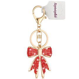 Neptniopllab Coquette Bow Keychain Crystal Shiny Diamond Bow Bag Charm Keyring Valentine Key Chain for Women Purse Gift (Red-Diamond, 1Pc)