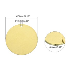 sourcing map 20pcs Brass Round Stamping Blank DIY Label Tags 30mm/1.18inch for Craft, Pendant Decoration, 1.5mm/0.06inch Single Side Hole, Yellow