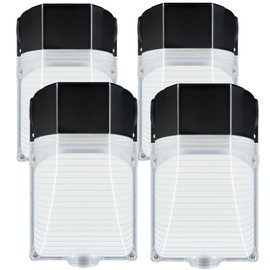 4 Pack 38W LED Wall Pack Light, Dusk to Dawn Light with Photocell, Adjustable 3000K- 5000K 120-227V Daylight 4800LM ,ETL Listed IP65 Waterproof Wall Pack Lights Outdoor Led for Garage Warehouse Garden