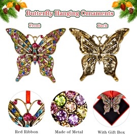 WhatSign Butterfly Christmas Ornament 2022 Monarch Butterfly Hanging Ornament Butterfly Decorations Butterfly Keepsake Ornaments Colorful Christmas Tree Ornaments Gift for Women Girls Sister