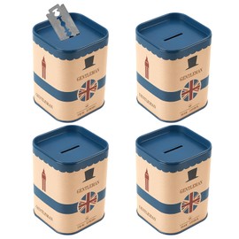 4 Pack Detachable Razor Blade Disposal Container for Used Safety Razor Blade, Large Capacity Iron Disposal Case (Blue)