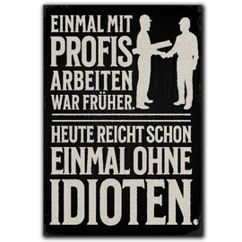 LANOLU Fridge Magnets Funny – Work with Professionals – Gift for Craftsmen Funny Magnets with Sayings and Funny Motifs 8 x 5.5 cm