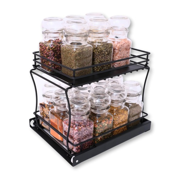 Wondersome Pull-Out Spice Rack Organizer for Cabinet Shelf - Matt