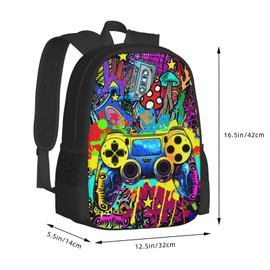 Quillglyph Abstract Gamepad Backpack School Boys Backpack Ages 8-10 Video Games Gaming Backpack