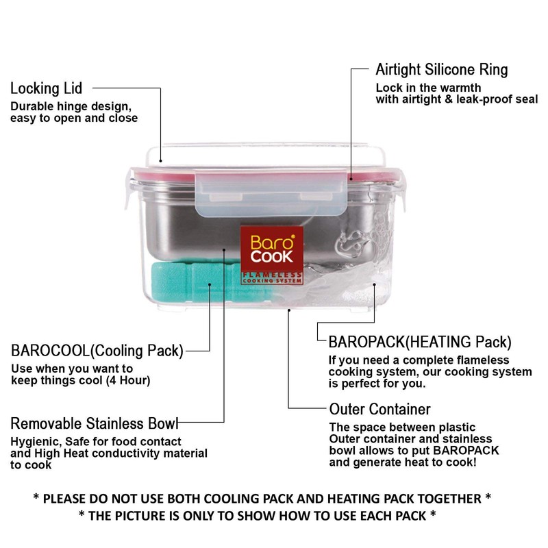 Barocook Rectangular Flameless Cookware System, 28-Ounce, Ideal Christmas, Birthday