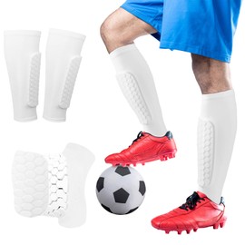 vsshe Shin Pads, Honeycomb Football Shin Guards for Boys, 1 Pair of Long Anti-Collision Calf Sleeves, with Excellent Impact Absorption, Breathable, Fit-Fitting Guards Sleeves, for Boys Girls Men
