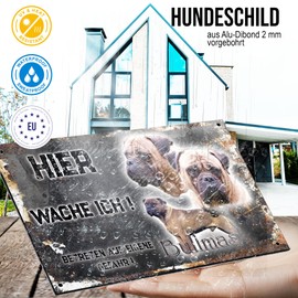 Hier wache ich hund Bullmastiff 20/12.5 cm