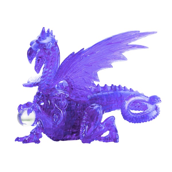Bepuzzled Deluxe 3D Crystal Jigsaw Puzzle - Purple Dragon DIY Assembly Brain Teaser, Fun Model Toy Gift Decoration for Adults & Kids Age 12 & Up, 56Piece (Level 3)