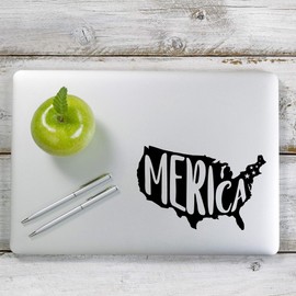 Yoonek Graphics Merica American Flag USA Decal Sticker for Car Window, Laptop and More. # 1124 (4" x 6.1", Black)