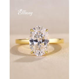 Effinny 3.5ct Oval Cut Solitaire Engagement Ring,Pavé Band Crushed Ice CZ Simulated Diamond 925 Sterling Silver Promise Ring for Wedding,Daily,Travel, Metal, Cubic Zirconia