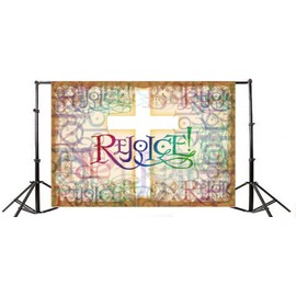 Leyiyi 7x5ft Vintage Cross Rejoice Photography Background Grunge Graffiti Stained Glass Christian Church Our Loard Backdrop Jesus Christ God Bless Baptism Baby Shower Photo Portrait Vinyl Studio Prop