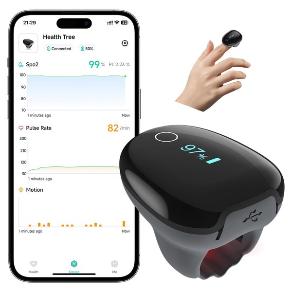 O2 Ring Oxygen Monitor with Smart Reminder Sleep Oxygen Monitor