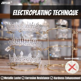 JINYEAH Crown Display【Metal Luster】 Crown Holder Tiara Display 3-Tier Bridal Crown Display Stand Crown Storage Organizer Jewelry Holder for Women Girls Wedding Home Shop Store