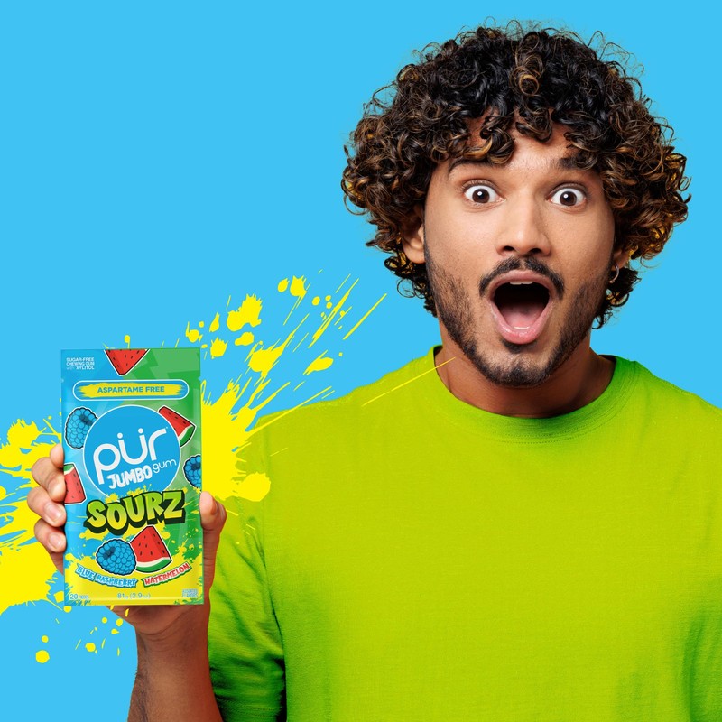 PUR Jumbo SOURZ Gum | Aspartame Free Chewing Gum |