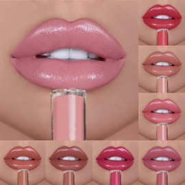 Brillo Labial en Crema 12 Colores, Lápiz Labial Líquido Aterciopelado Hidratante, Resistente al Agua, Antiadherente, de Larga Duración, Color Crema para Mujeres (1#)