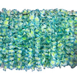 KIWILEPI 24Counts Hawaiian Leis Blue, Thickened Tropical Flower Necklace Luau Party Wreath Garland Artificial Flowers Christmas Decorations, Hula Dance Beach Wedding Garlands Hawaii Graduation Lei